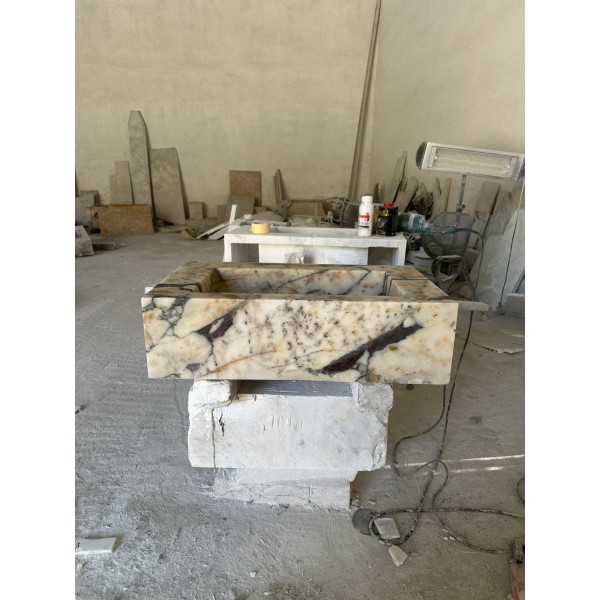 Calacatta Viola Marble Sink Ready To Ship Hanmade Carved Marble Basin