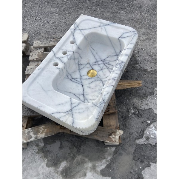 Lilac Custom Marble Sink, Handmade Stone, Wall Mounted Marble Sink