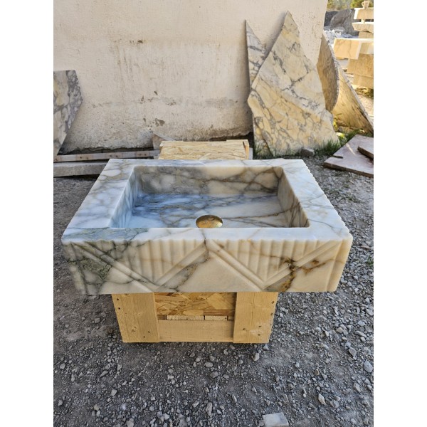 Calacatta Monet Marble Washbasin, Powder Room Marble Vanity