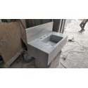 White Marble Sink With Top Holes, Wall Mounted Marble Sink