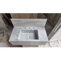 White Marble Sink With Top Holes, Wall Mounted Marble Sink