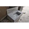 White Marble Sink With Top Holes, Wall Mounted Marble Sink