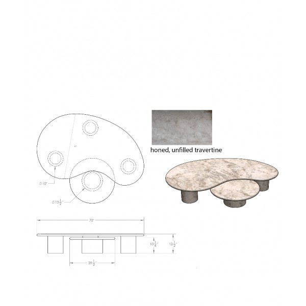 Custom Travertine Marble Table for Lolo Interiors