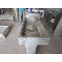 Calacatta Viola Fluting Custom Marble Sink, Handmade Stone