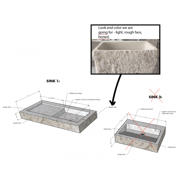 Custom Light Travertine Marble Sink For Lolo Interiors