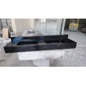 Nero Marquina Marble Sink With Backsplash, Handmade Carved Marble Sink