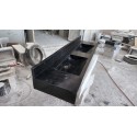 Nero Marquina Marble Sink With Backsplash, Handmade Carved Marble Sink