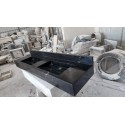 Nero Marquina Marble Sink With Backsplash, Handmade Carved Marble Sink