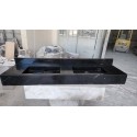 Nero Marquina Marble Sink With Backsplash, Handmade Carved Marble Sink