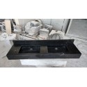 Nero Marquina Marble Sink With Backsplash, Handmade Carved Marble Sink