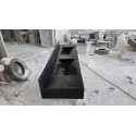 Nero Marquina Marble Sink With Backsplash, Handmade Carved Marble Sink