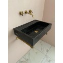 Polished Black Marble Sink, Monet Marble Sink Hand Carved
