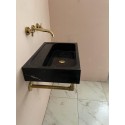 Polished Black Marble Sink, Monet Marble Sink Hand Carved