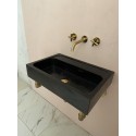 Polished Black Marble Sink, Monet Marble Sink Hand Carved