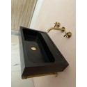 Polished Black Marble Sink, Monet Marble Sink Hand Carved