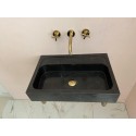 Polished Black Marble Sink, Monet Marble Sink Hand Carved