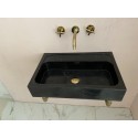 Polished Black Marble Sink, Monet Marble Sink Hand Carved