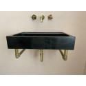 Polished Black Marble Sink, Monet Marble Sink Hand Carved