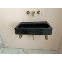 Polished Black Marble Sink, Monet Marble Sink Hand Carved