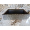 Rough Cut Matte-Black Marble-Sink, Wall Mounted Marble Sink