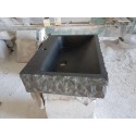 Rough Cut Matte-Black Marble-Sink, Wall Mounted Marble Sink
