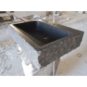 Rough Cut Matte-Black Marble-Sink, Wall Mounted Marble Sink