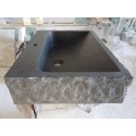 Rough Cut Matte-Black Marble-Sink, Wall Mounted Marble Sink