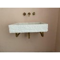 White Fluting Marble Sink, Wall Mounted Sink Basin
