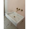 White Fluting Marble Sink, Wall Mounted Sink Basin