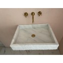 White Fluting Marble Sink, Wall Mounted Sink Basin