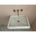 White Fluting Marble Sink, Wall Mounted Sink Basin