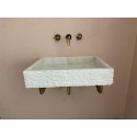 White Fluting Marble Sink, Wall Mounted Sink Basin