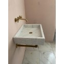 White Fluting Marble Sink, Wall Mounted Sink Basin
