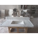 White Marble Sink Wİth Backsplash, Handmade Stone