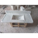 White Marble Sink Wİth Backsplash, Handmade Stone