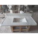 White Marble Sink Wİth Backsplash, Handmade Stone