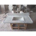 White Marble Sink Wİth Backsplash, Handmade Stone