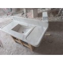 White Marble Sink Wİth Backsplash, Handmade Stone