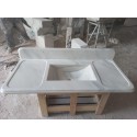 White Marble Sink Wİth Backsplash, Handmade Stone