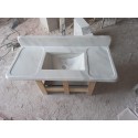 White Marble Sink Wİth Backsplash, Handmade Stone