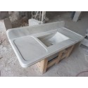 White Marble Sink Wİth Backsplash, Handmade Stone
