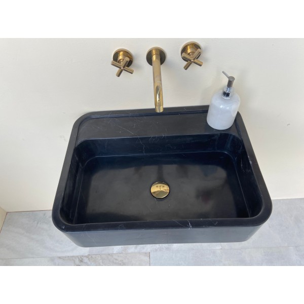 Nero Marquina Marble Sink, Black Marble Sink, Handmade Marble Vanity