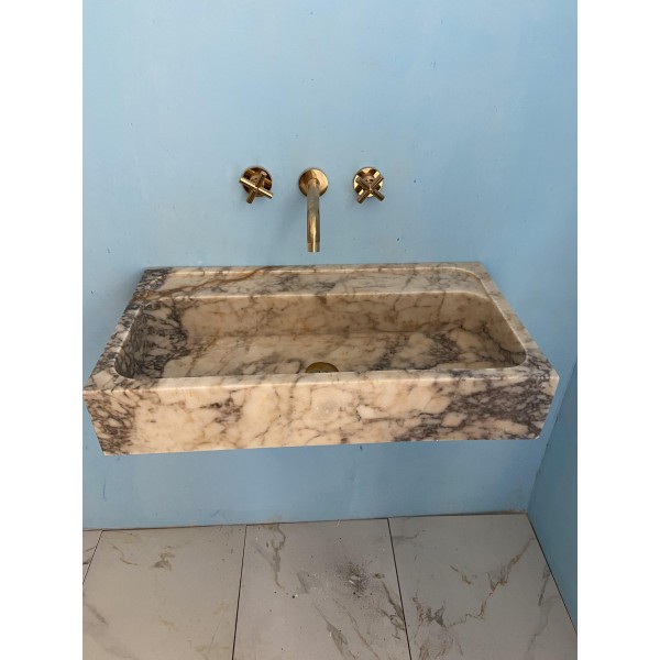 Calacatta Antique Sink, Wall Mounted Marble Sink