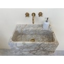 Calacatta Gold Marble Sink Basin, Wall Monut Sink Basin
