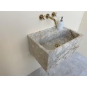 Calacatta Gold Marble Sink Basin, Wall Monut Sink Basin