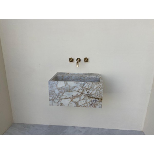 Calacatta Gold Marble Sink Basin, Wall Monut Sink Basin