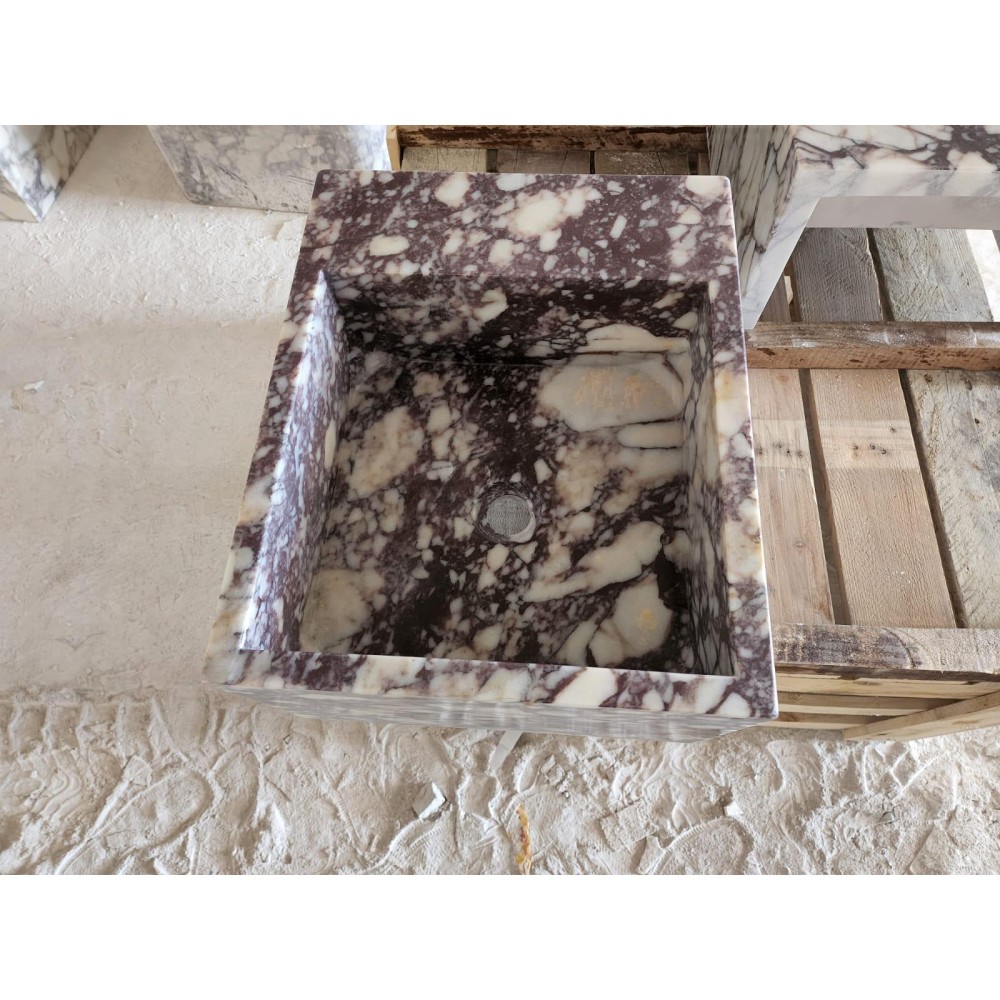 Calacatta Viola Square Marble Sink, Custom Order Sink Basin