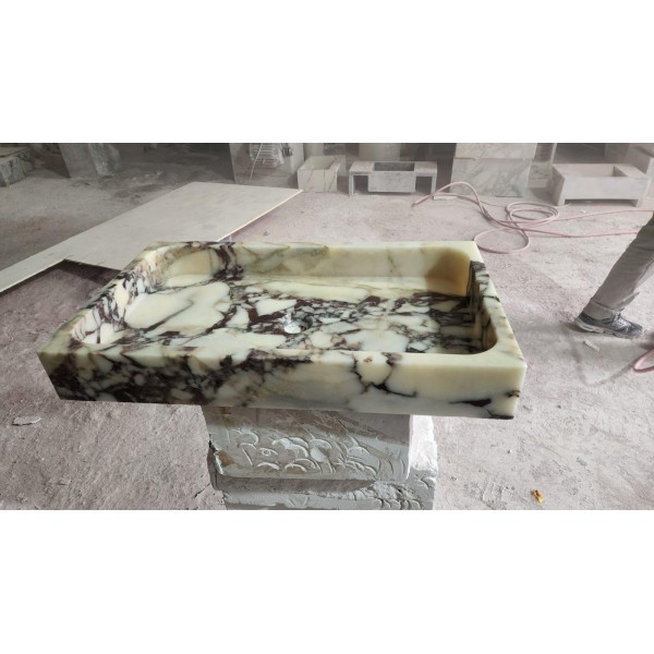 Custom Veined White Marble Sink