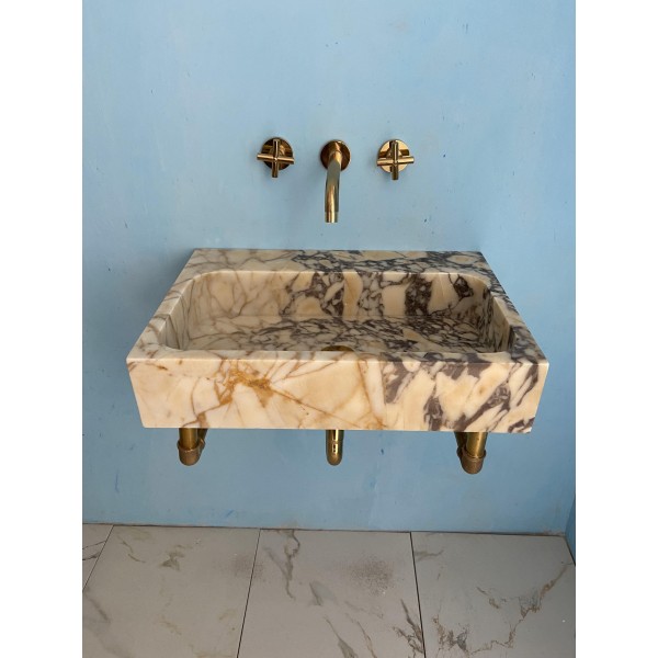 Calacatta Gold Marble Vanity, Powder Room Marble Sink Basin