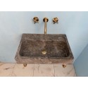Gray Marble Sink, Farmhouse Sink, Hand Carved Sink